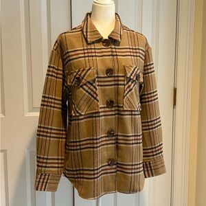 Ookie & Lala Camel Plaid Shacket Size M